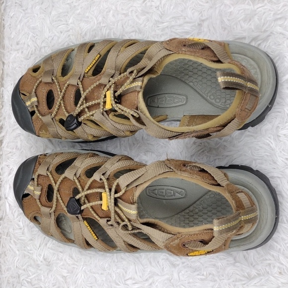 Keen Whisper Coffee Liqueur Suede Fabric Round Toe Toggle Lace Sport Sandal Shoe - Picture 6 of 16